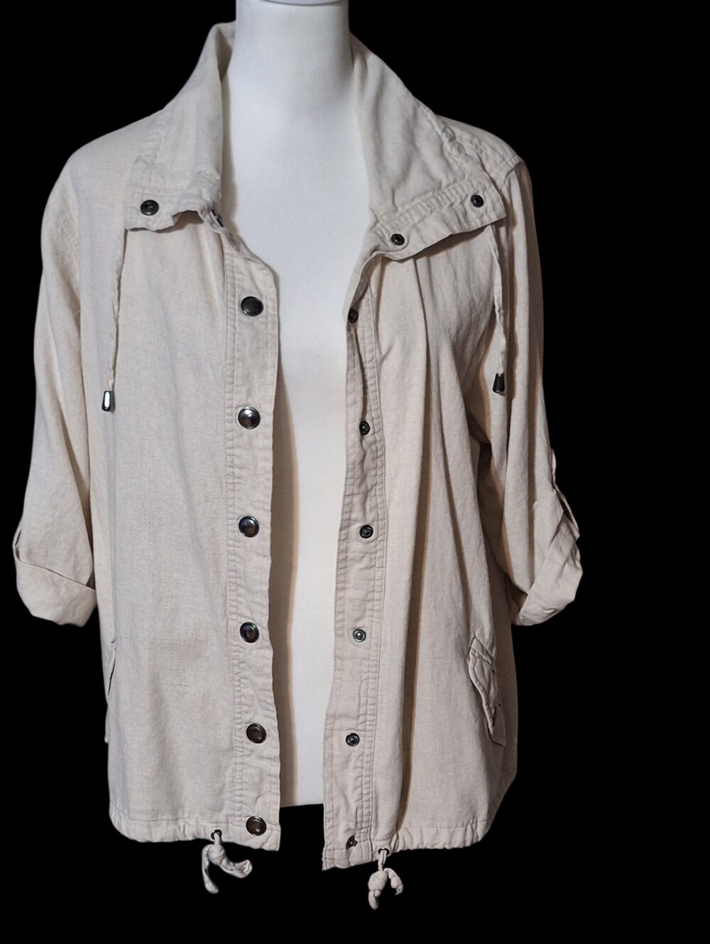 Christopher Banks Women XL Beige Linen Blend Jacket Lightweight Coastal Beach